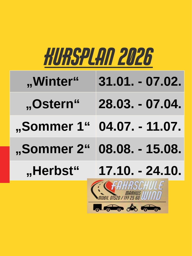 Ferienkurse im Jahr 2026